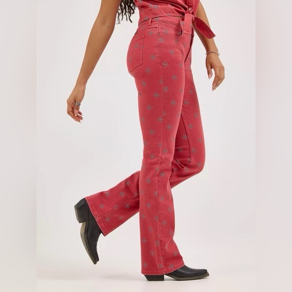 Wrangler Red Printed High-Rise Bold Boot Jeans - Picture 2 of 15